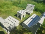 Set mobilier de grădină, fotolii + bancă + masă
